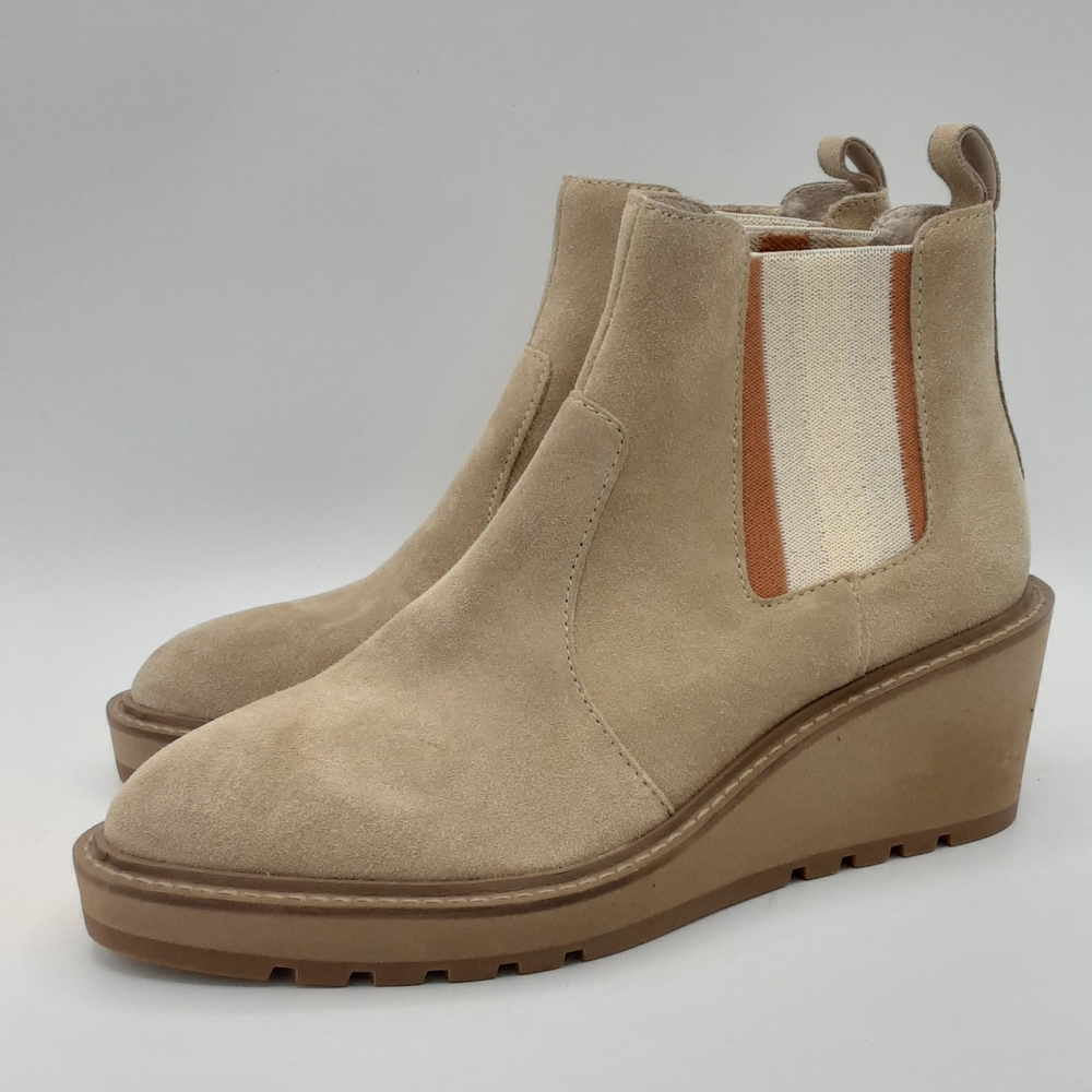 Cecelia New York Tan Suede Wedge Bootie.